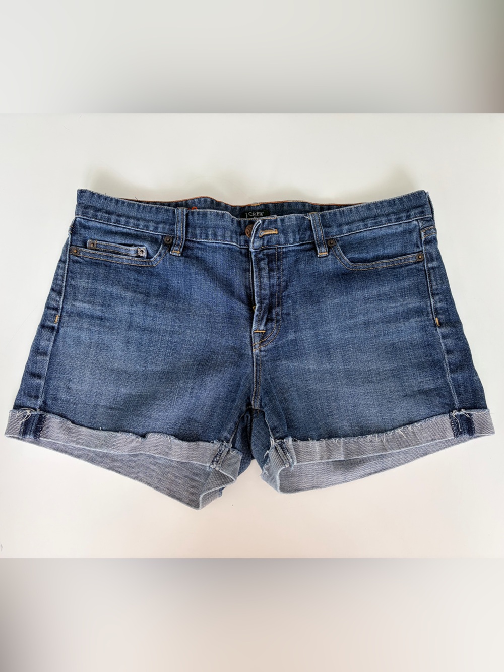 J. Crew Factory Medium Blue Rolled Cuff Denim Shorts